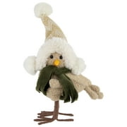 Plush Left Facing Standing Bird in Winter Apparel Christmas Figurine - 9"