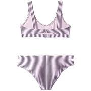 Splendid Girl's Thin Blue Line Bikini Set, Size 8, Blue/Pink