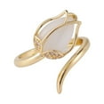 thumbnail image 5 of SIfdSeng Stainless Steel Rings Set The New Opal T-Ulip Flowers Open Ring Personality Fashion N-Iche Design Rose Gold Rings for Women Cushion Promise Rings for Couples, 5 of 6