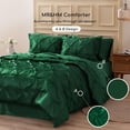 thumbnail image 5 of MR&HM Satin Comforter Set 7 Pieces Full Size - Luxurious Pinch Pleat Bed in a Bag with Satin Comforter, Satin Sheets, Satin Pillowcases & Shams, Silky Soft Bed Set for All Seasons (Dark Green), 5 of 7