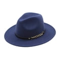thumbnail image 1 of Qarigey Sombrero de ala ancha de fieltro, gorro cálido de invierno para mujer, sombrero Vintage, accesorios de ropa para fiesta y niña Sombreros azul oscuro, 1 of 8