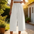thumbnail image 6 of BUIGTTKLOP Capri Pants for Women High Waisted Cropped Lounge Pants Wide Leg Pleated Summer Capris with Pockets, 6 of 6