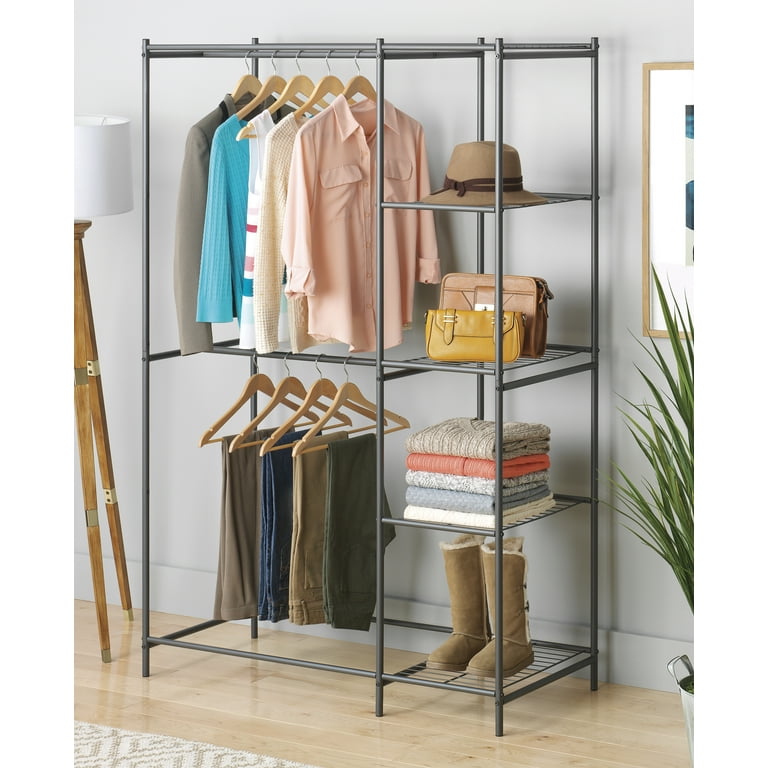 Whitmor portable wardrobe clothes storage sale organizer closet with hanging rack