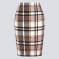 Pencil Plaid Skirts For Women Fall Winter High Waisted Bodycon Knee
