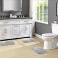 thumbnail image 2 of Garland Rug Traditional Washable Bath Rug Set, 3-Piece Set (17"x24" Bath Rug and Two 21"x34" Bath Rugs) Platinum Gray, 2 of 7