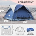 thumbnail image 4 of 3 Person Tents for Camping - KANCOKIT Outdoor Waterproof Dome Family Tents with Removable Rainfly, Breathable with 2 Doors & 2 Large Mesh Windows - Easy Set Up for Backpacking, Hiking, Travelling, 4 of 7