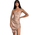 thumbnail image 1 of Vestido de satén sin mangas con correa de espagueti para mujer, vestido de cóctel, playa, fiesta de noche, cuello vuelto, vestidos elegantes midi, 1 of 6