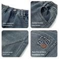 thumbnail image 7 of TTUHYWXI Boy's Regular Sutures Y2k Hip Hop Baggy Jeans Wide Leg Denim Pants Casual Loose Fit Trousers Streetwear (Blue,14-15 Years), 7 of 7