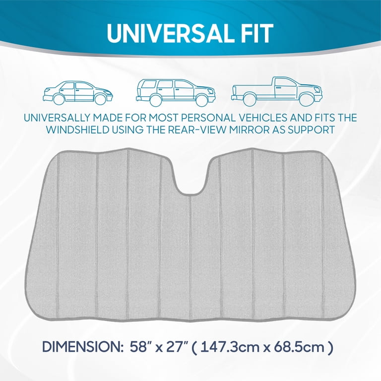 BDK Silver Glitter Windshield Sun Shade, 58" x 24" photo 7