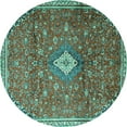 thumbnail image 1 of Ahgly Company Indoor Round Persian Turquoise Blue Traditional Area Rugs, 5' Round, 1 of 1