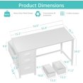 thumbnail image 4 of White Computer Desk with Fabric File Drawers Cabinet, 55 Inch Reversible Desks with Storage Filing Cabinet for Home Office, Modern Writing Table PC Desks for Bedroom, White, 4 of 15