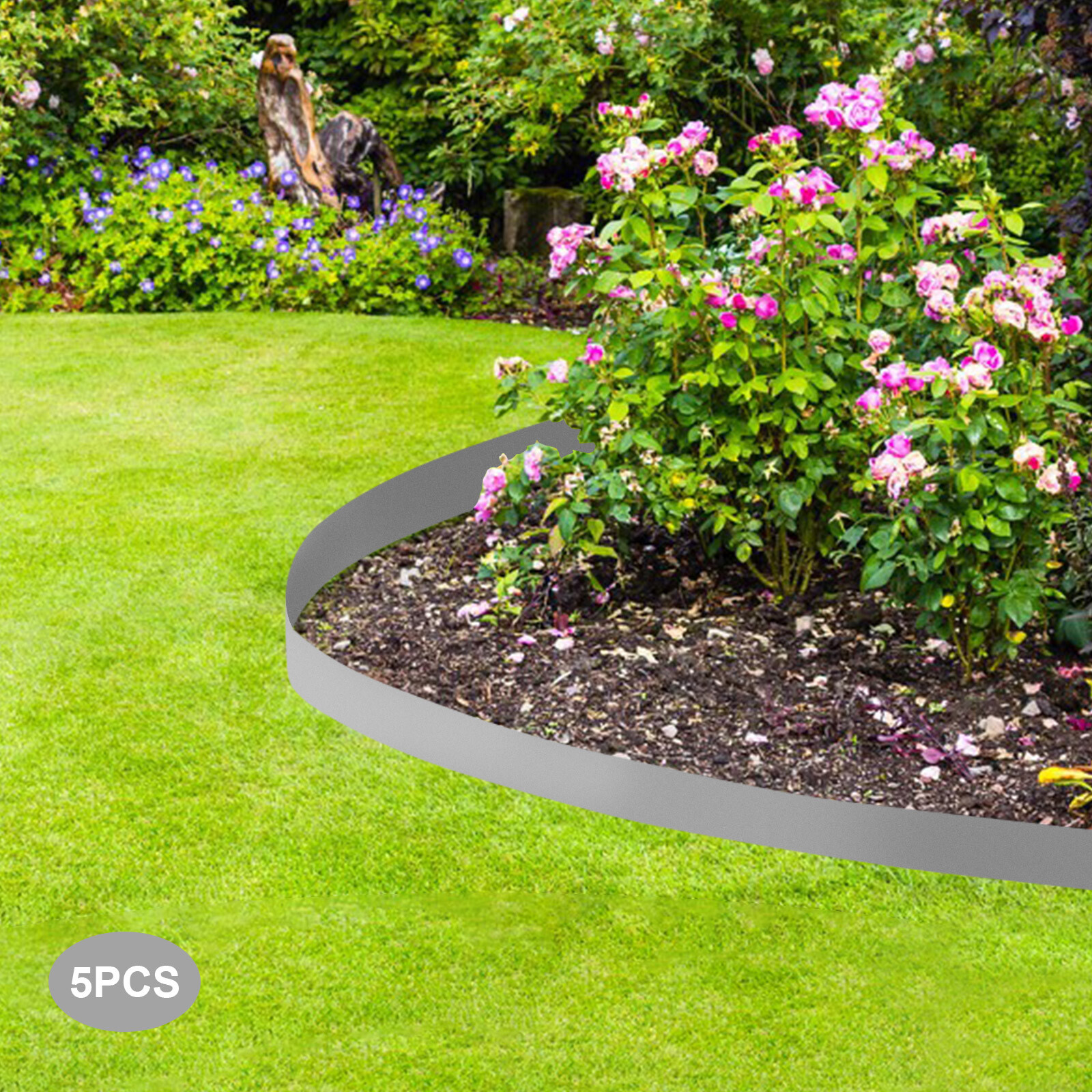 Miumaeov Steel Lawn Edging Garden Metal Landscape Edging Border16.25 ft Total Length Landscaping Metal Edging Lawn Edge for Garden Yard Gray