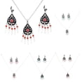 thumbnail image 4 of 1 juego de collar de aretes de borla multicolor, juego de joyería de boda nupcial - Tipo 1 Zulema Perlas Conjuntos de joyas con borlas, 4 of 8