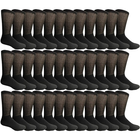 Yacht & Smith Wholesale Bulk Cotton Diabetic Crew And Ankle Socks, Loose Fit Top Non-Binding Medical Socks