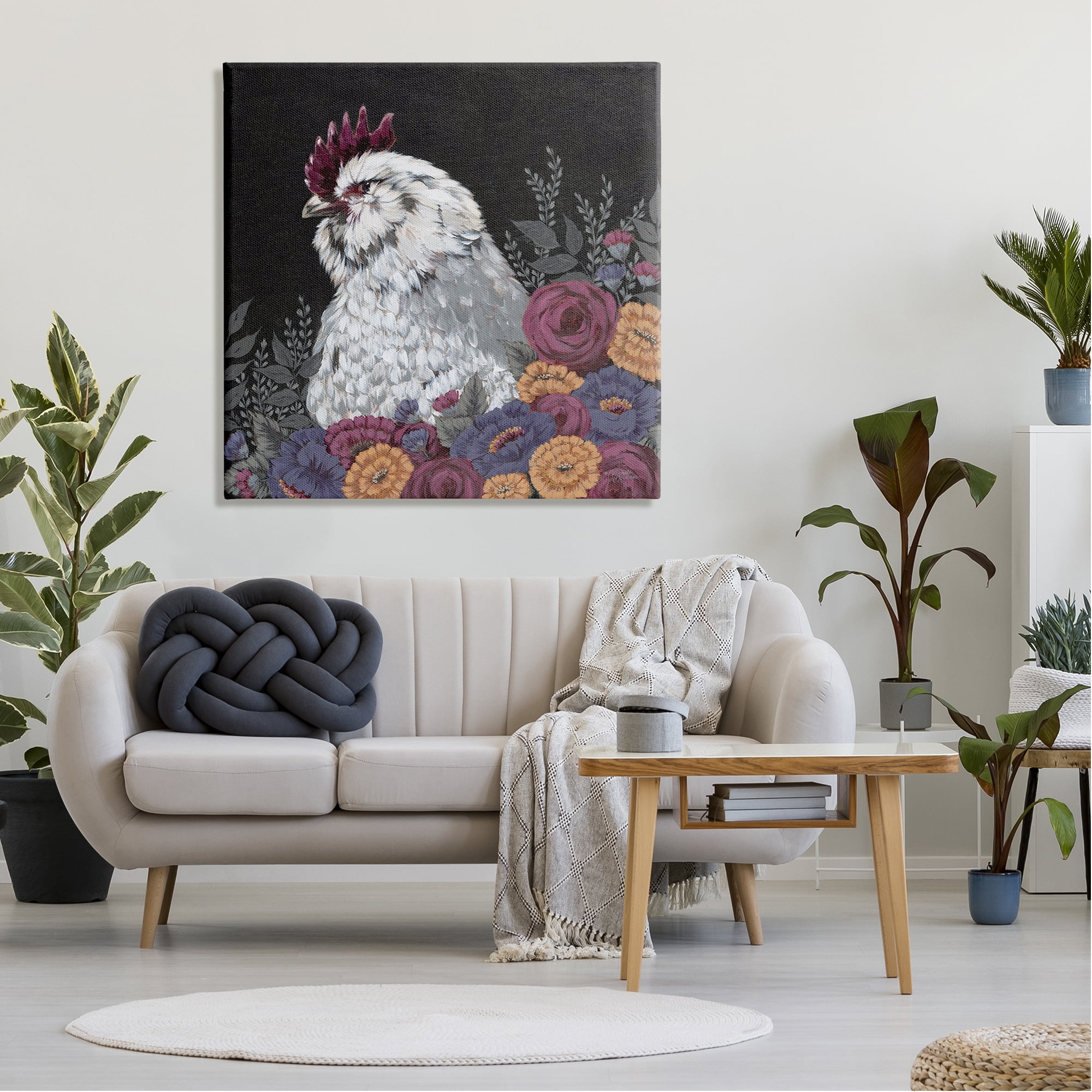 Stupell Industries Hen & Country Florals Animals & Insects Painting Gallery Wrapped Canvas Art Print Wall Art, 36 x 36