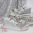 thumbnail image 4 of GERsome Women's Platform Wedge Sandals Open Toe Slip-On Slides Comfort Heels Summer Shoes, Silver Size 7, 4 of 9