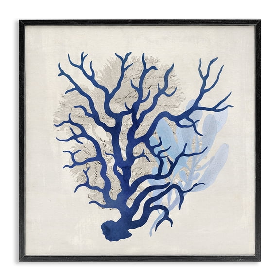 Stupell Industries Contemporary Blue Coral Branches Black Framed Giclee Art, 12 x 12, by Susan Arnot