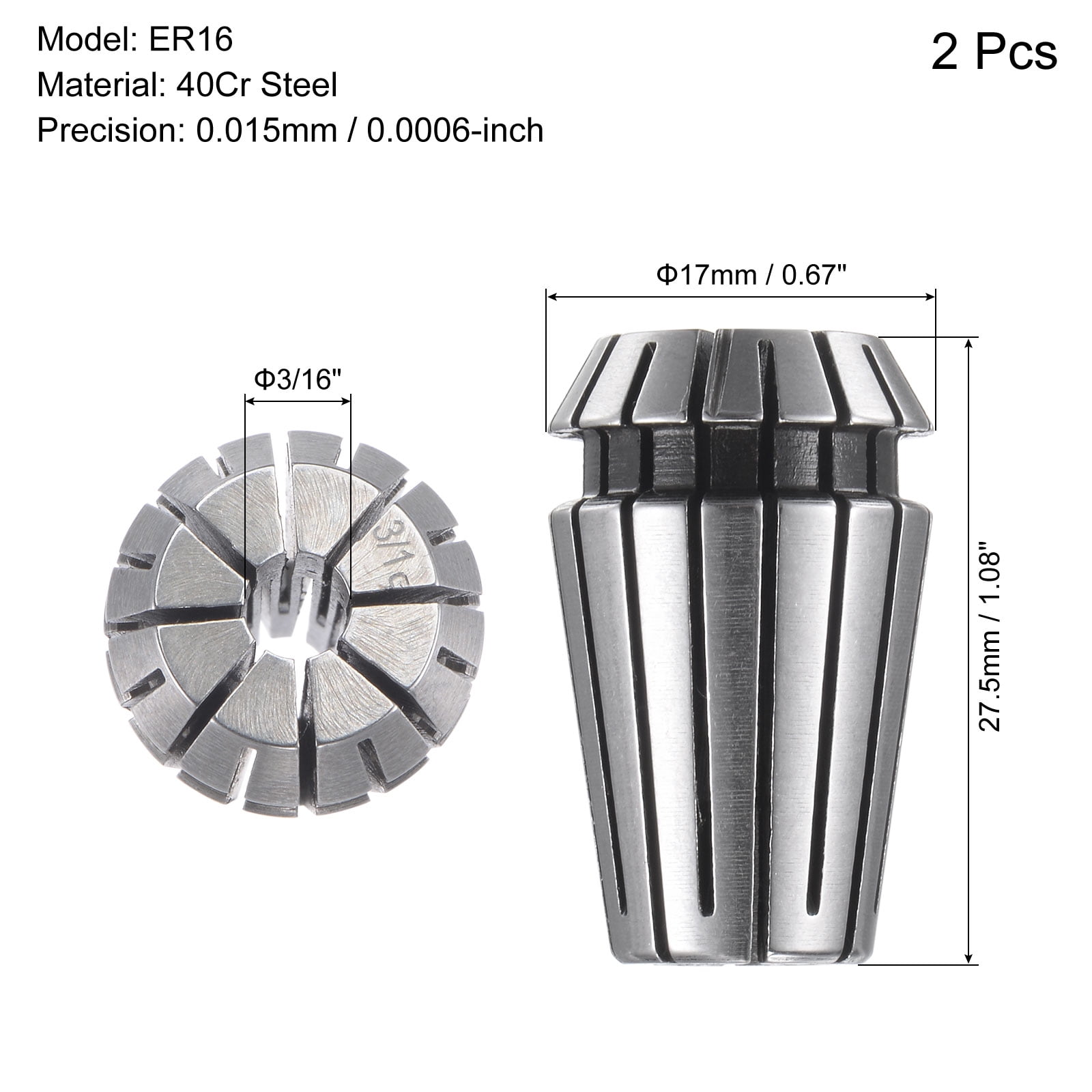 Unique Bargains ER16 Spring Collet Inch Chuck for CNC Engraving Machine 3/16"