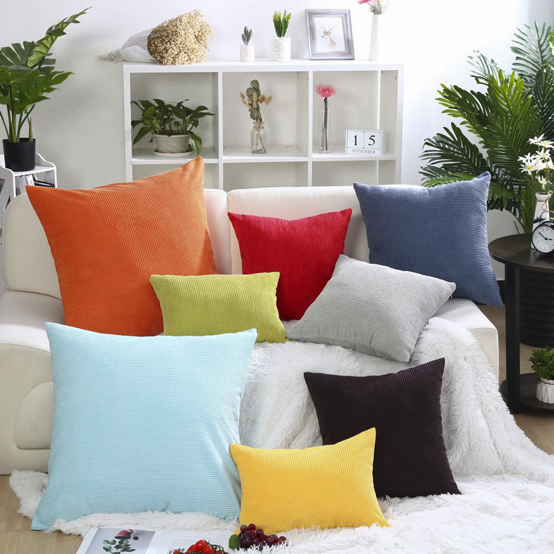 Velvet Cushion Cover Bandage Stripes Home Decor Sofa Throw Pillow Case