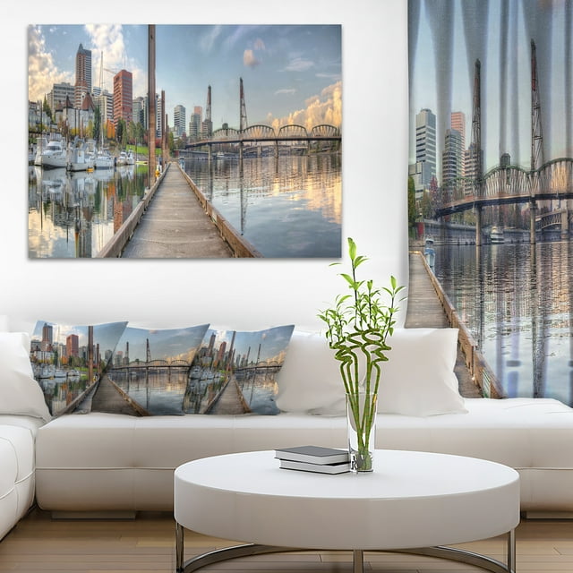 Marina Along the River - Landscape Photography Canvas Print