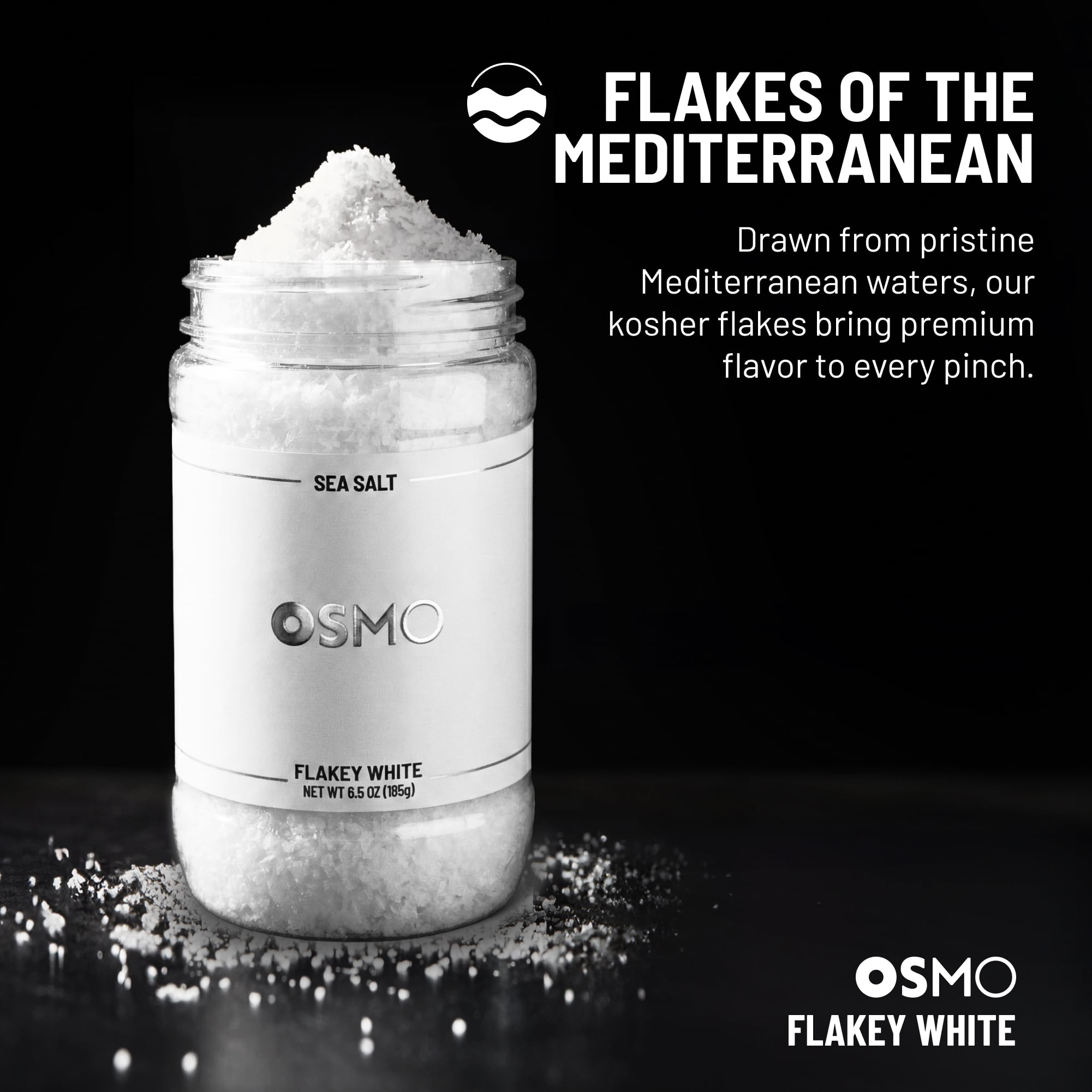Osmo Flakey White Sea Salt, Kosher Flakes, Chef-Crafted Michelin-Star Quality Seasoning, 6.5 oz