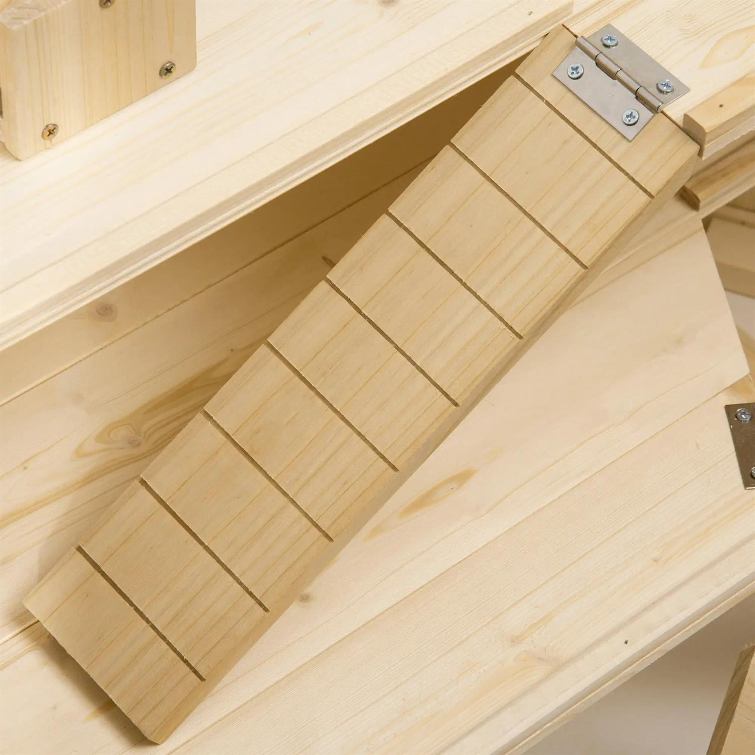 Pefilos 3 Tier Wooden Hamster Cage with Tray, Seesaws, Water Bottle, Small Animal Cage for Syrian Hamsters Degus or Other Similar, Beige