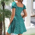 thumbnail image 5 of Fesfesfes Spring Dresses for Women Floral Printed Boho Dress Casual Low Cut V Neck Lace Up Breast Mini Dress Slim A-Line Short Sleeve Beach Sun Dress, 5 of 8