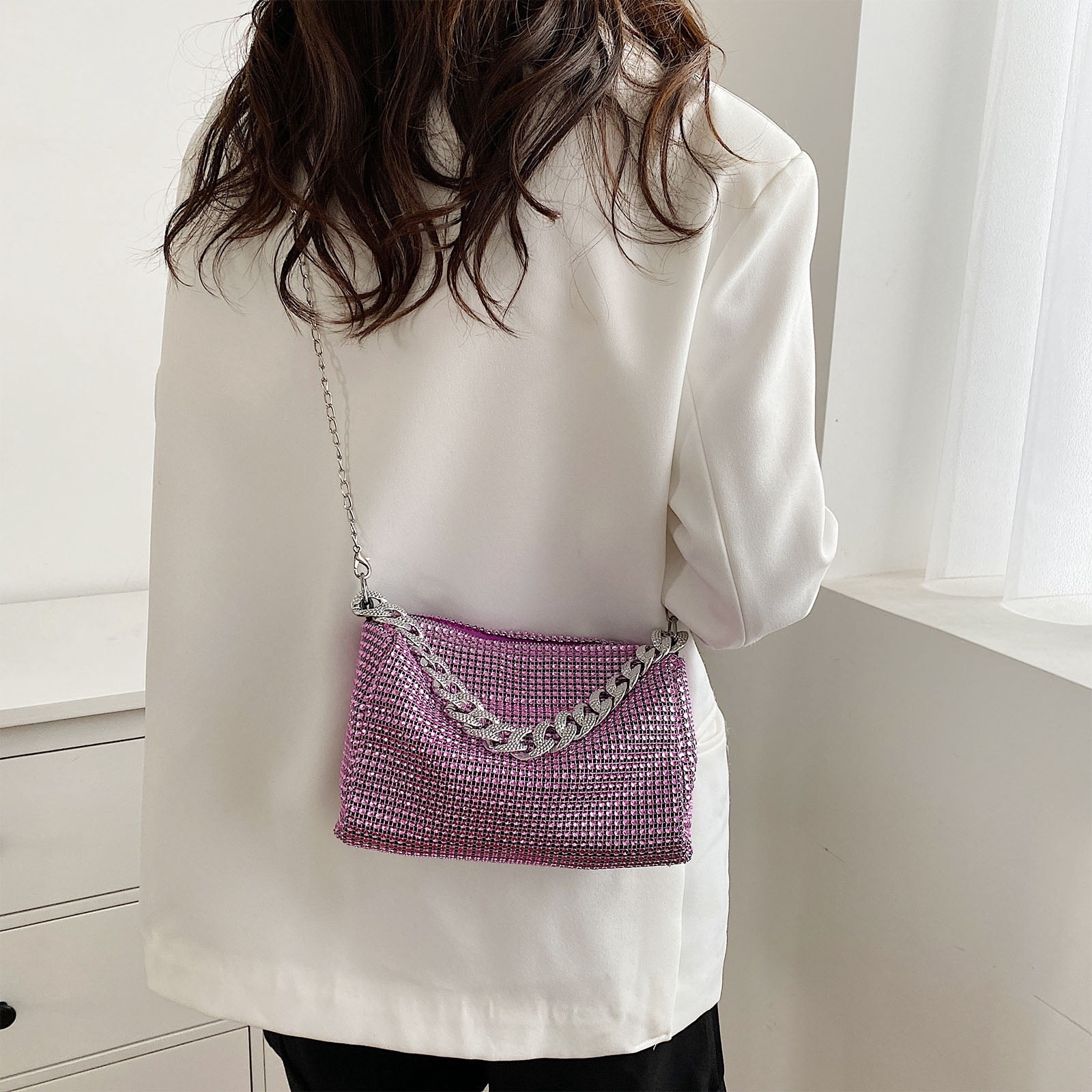 HeroNeo Beautiful Underarm Bag Glitter for Rhinestone Crossbody Bag Shoulder Bag Evening Bag Handbag for Masquerades Party