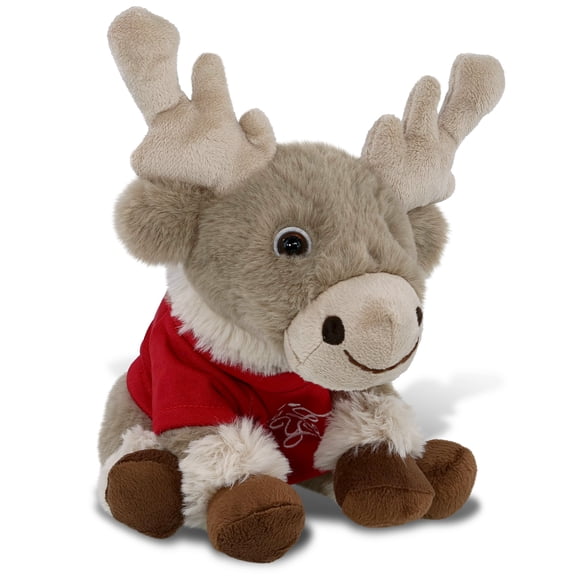 DolliBu I LOVE YOU Super Soft Squat Reindeer Plush- Cute Reindeer Plush Stuffed Animal with I Love You Red Shirt For Valentine, Anniversary, Romantic Date, Boyfriend, or Girlfriend Gift - 8.5 Inches
