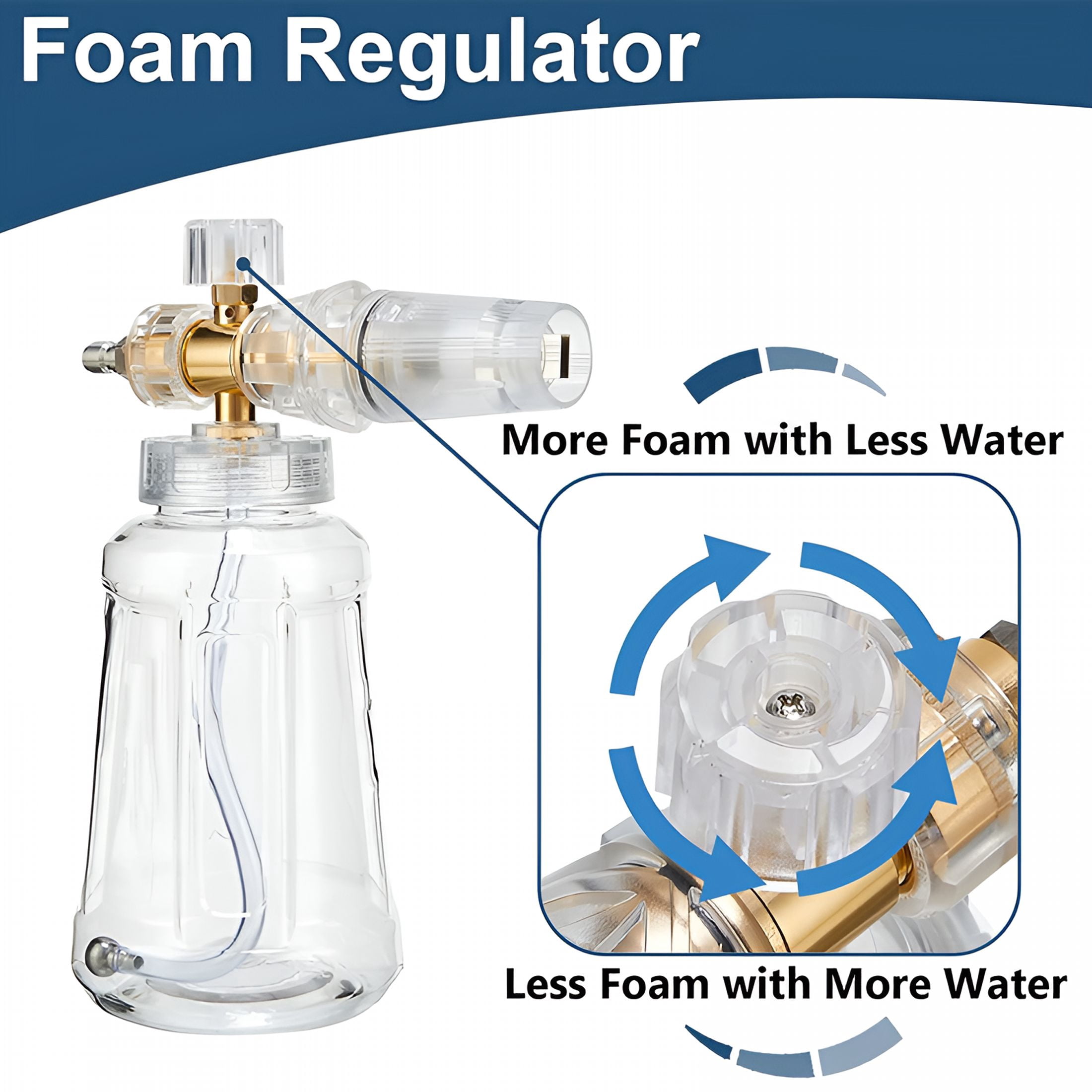 CURYMAY Foam Cannon for Pressure Washer, Snow Clear Foam Cannon for Car Wash, Stainless Steel Filter, Adjustable Nozzle with Quick Connect, Additional 1.1 mm Orifice Nozzle