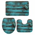 thumbnail image 2 of Wood Stripes Bathroom Rugs Set Retro Sage Green Wood Brush Modernism Non Slip Absorbent Soft Bath Mats 3 Piece Set with Bathroom Rug, U-Shaped Floor Mat, Toilet Seat Cover Small Size, 2 of 9