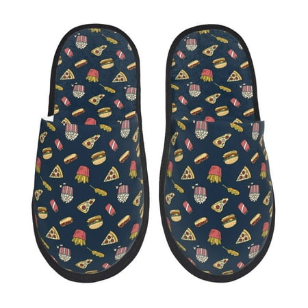 Balery Fastfood Slient Indoor Furry Fleece Comfort House Shoes Soft Non-Slip Home Shoes Cotton slippers House Slippers-- Large