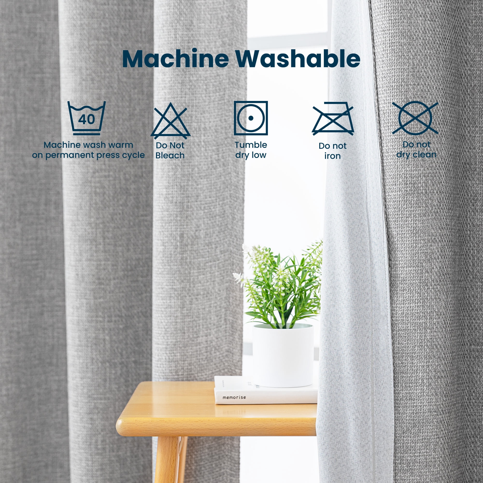 Sleep Zone 100% Blackout Curtains for Bedroom Full Light Blocking Curtains, Two-Sided Reversible Window Curtain for Living Room 2 Panels, 52" x 84" Gray
