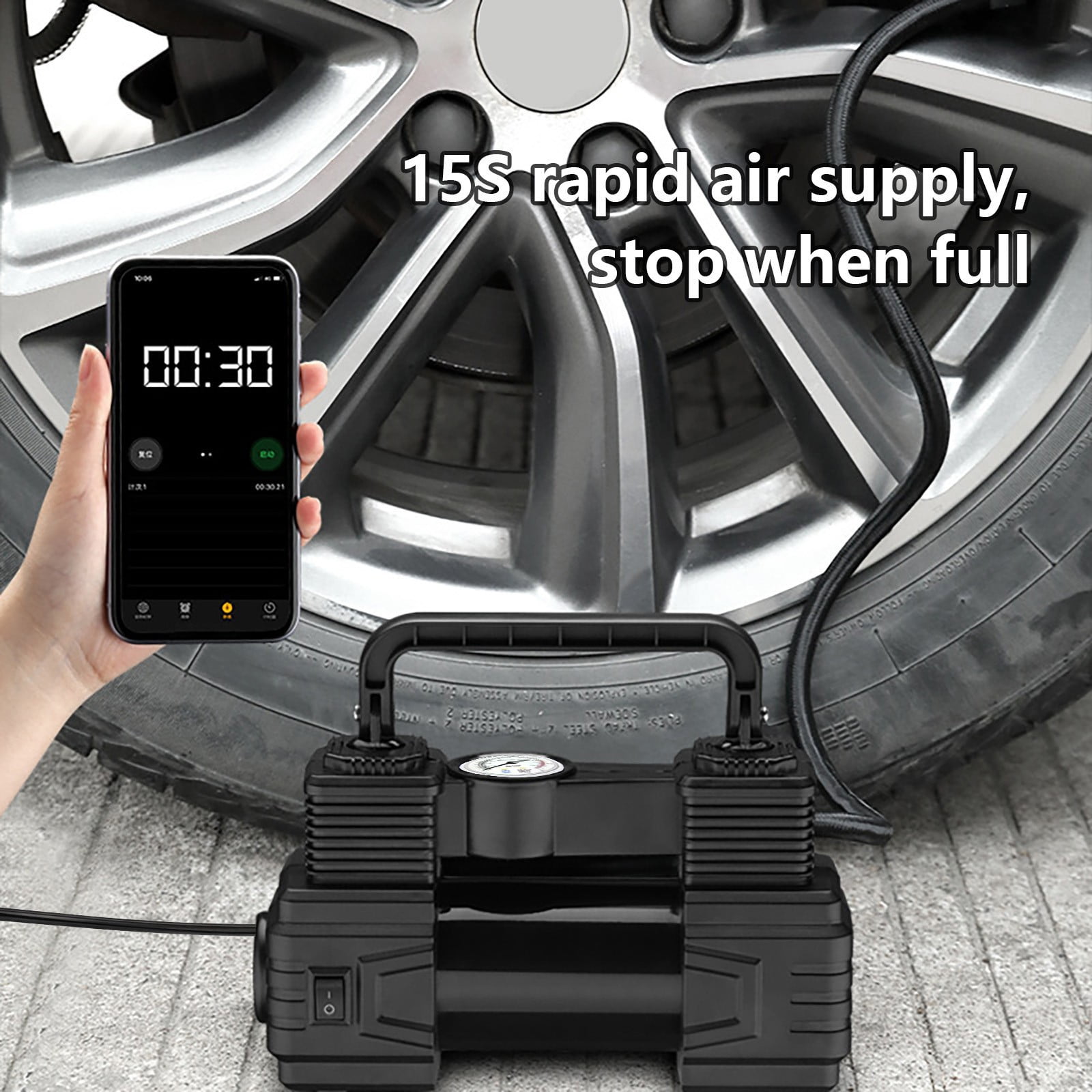 12V DC Air Compressor Tire Inflator with Gauge, 150 PSI Portable Air Pump for Car Tires, Trucks & Inflatables, Tire Puncture Repair