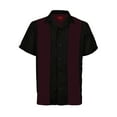 thumbnail image 2 of Men's Two Tone Short Sleeve Casual Retro Bowling Shirt Beige Navy L, 2 of 2