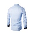 thumbnail image 3 of Frontwalk Men Lightweight Solid Button Down Shirt T Casual Cardigan Lapel Long Sleeve Office Tees Light Blue M, 3 of 3