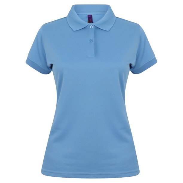 Henbury- Polo ajustado Coolplus® para mujer (Azul medio)
