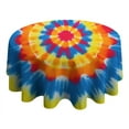 thumbnail image 4 of Colorful Tie Dye Mandala Round Tablecloth 60"x60",Wrinkle Wipeable Table Cloth for Kitchen Dining Room Picnic Patio Party, 4 of 6