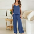 thumbnail image 6 of Jxximdong Pajamas for Women SetSummer 2 Piece Sets Casual Sleeveless Top Long Pants Suits Blue Loungewear XL, 6 of 9