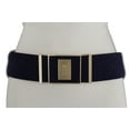 thumbnail image 6 of Women Wide Fashion Belt Midnight Blue Faux Suede Leather Gold Square Buckle S M, 6 of 6