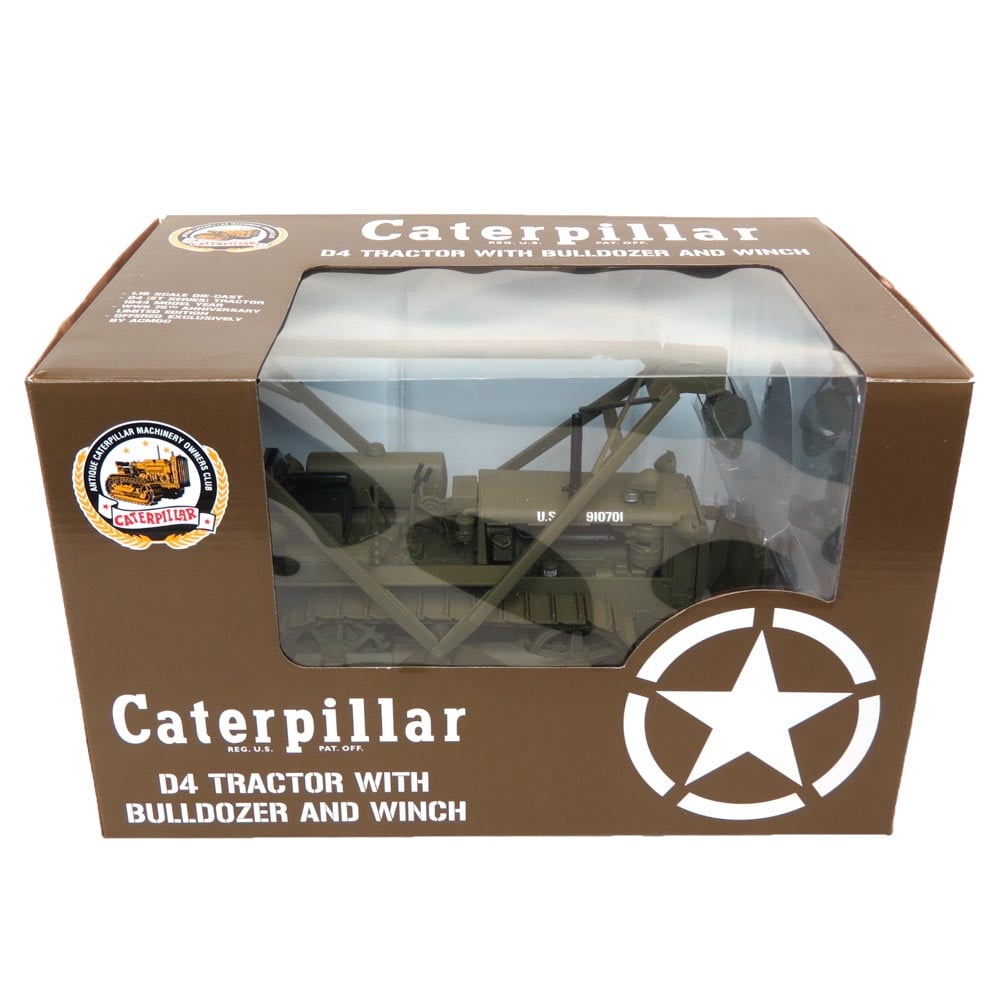 Caterpillar D4 2T LeTourneau Blade & Hyster Winch MILITARY GREEN 1/16 Spec Cast 