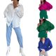 thumbnail image 5 of Txlixc Blusa de mujer pluma de manga larga solapa blusa casual suelta Txlixc moda, 5 of 5