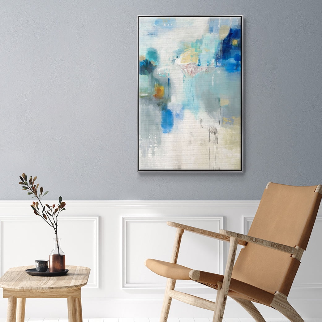 Celeste Motion I Framed Premium Gallery Wrapped Canvas - Ready to Hang - 17 x 25 - Silver Floating Frame