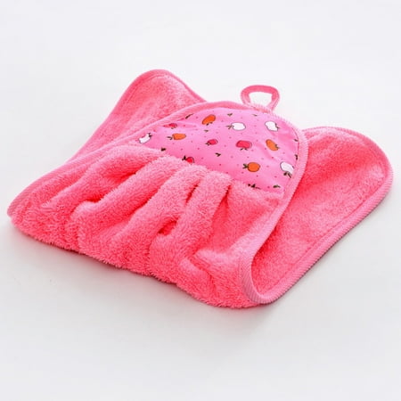 

Multipurpose Kitchen Towel With Hanging Ring Thickened Soft Water Absorb Towel Cleaning Tool Pink
