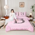 thumbnail image 4 of Homewish Bowknot Letter Monogrammed B 3-Piece Full Size Comforter Sets for Teens Female Girls,Dreamy Princess Bedding Comforter Set,Cheetah Print Lightweight Bedding Sets, 4 of 8