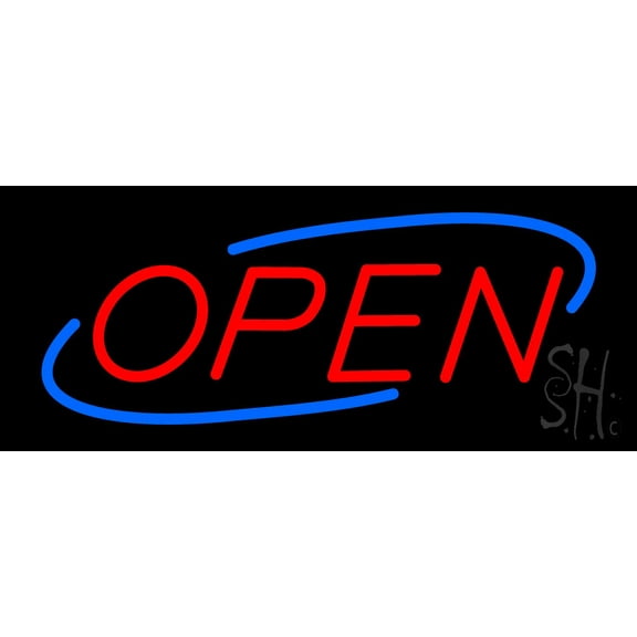 Open LED Neon Sign 10 x 24 - inches, Clear Edge Cut Acrylic Backing, with Dimmer - Bright and Premium built indoor LED Neon Sign for storefront.