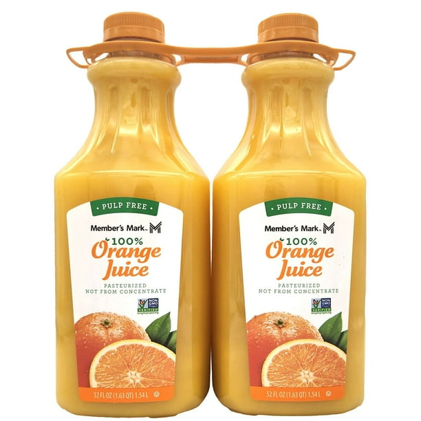 Member's Mark Pulp-Free 100% Orange Juice, 52 fl. oz., 2 pk