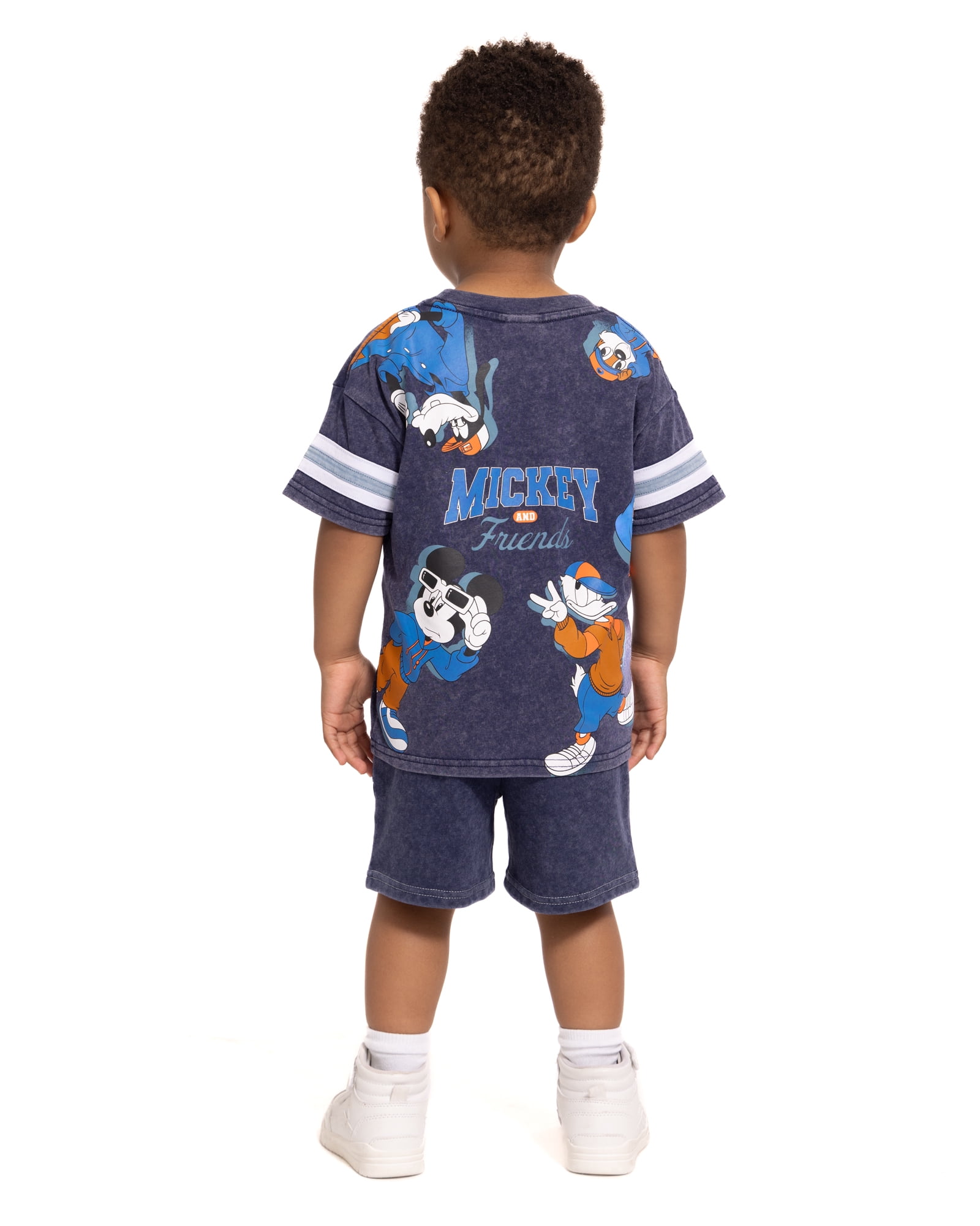 Mickey and Friends Toddler Boys Short Sleeve Graphic Tee and Matching Shorts Outfit Set, 2-Piece, Sizes 12M-5T