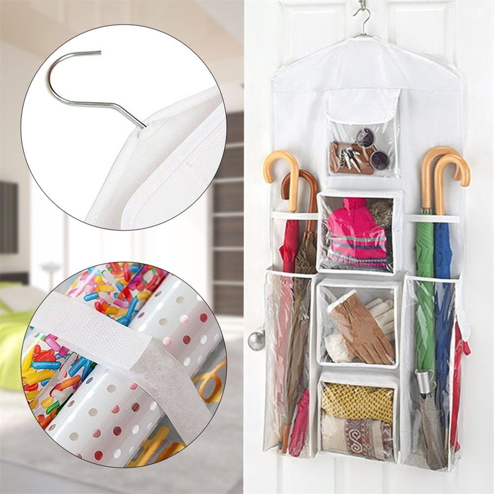 Lot De 2 Filets De Rangement Suspendus Pliables - 5 Niveaux - Pour Jouets, Peluches, Vêtements - Polyester Bleu - 30x30x138 Cm