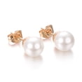 thumbnail image 2 of Yoursfs White Fake Pearl Stud Earrings for Women Rose Gold Plated for Pierced Ear, 8mm Pearl Earrings, 2 of 4